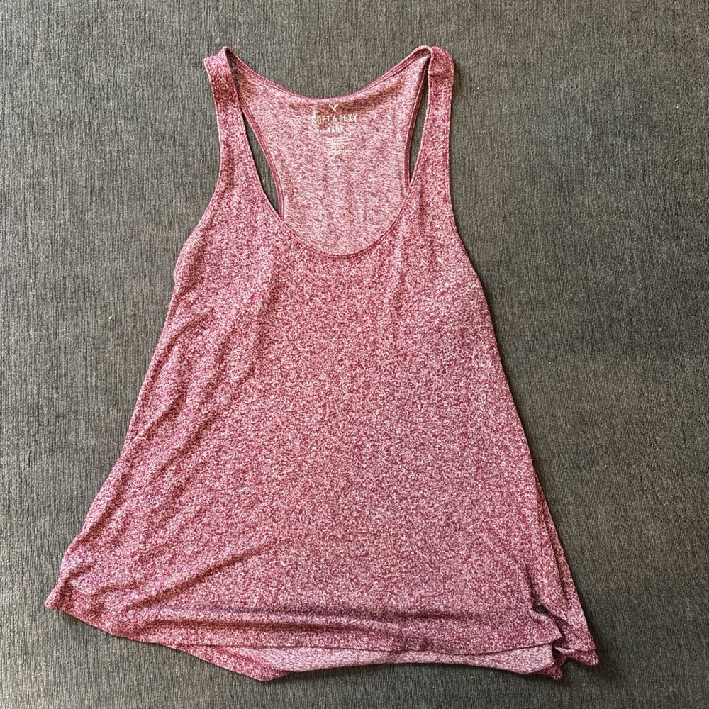 American Eagle Outfitters Marled Pink Tank Top